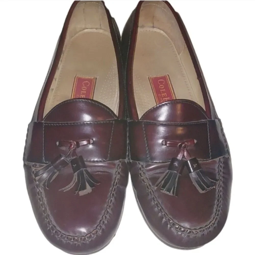 Men's Size 10 Cole Haan Kiltie Tasseled Brown Patent Leather Loafers